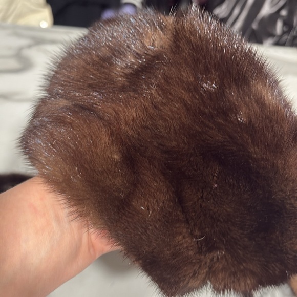 Mink fur hat beret cap Kussenkovv Brown  set - Picture 6 of 7